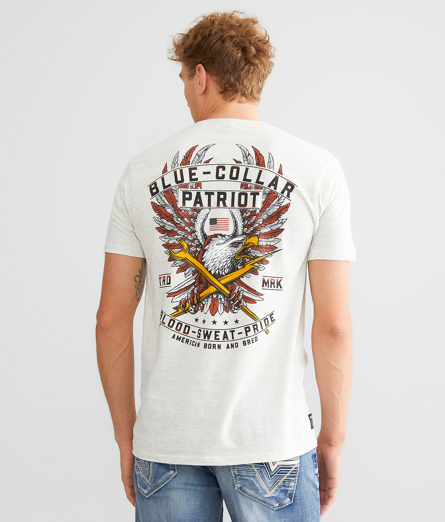 Howitzer Blue Collar Blood Sweat Pride T-Shirt - Men's T-Shirts in Oatmeal