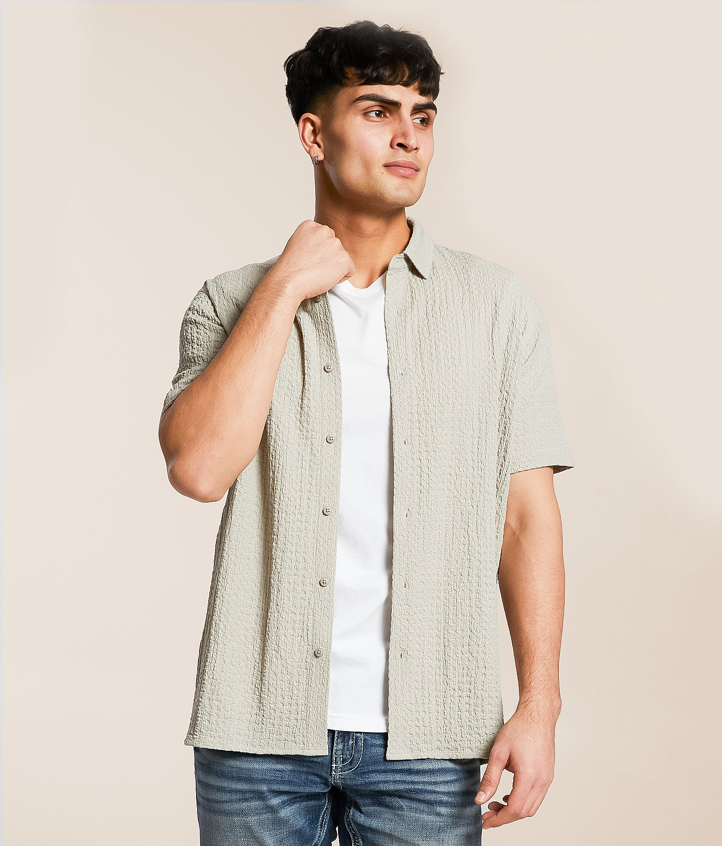 Nova Industries Textured Shirt - Men's Shirts in Silver Lining