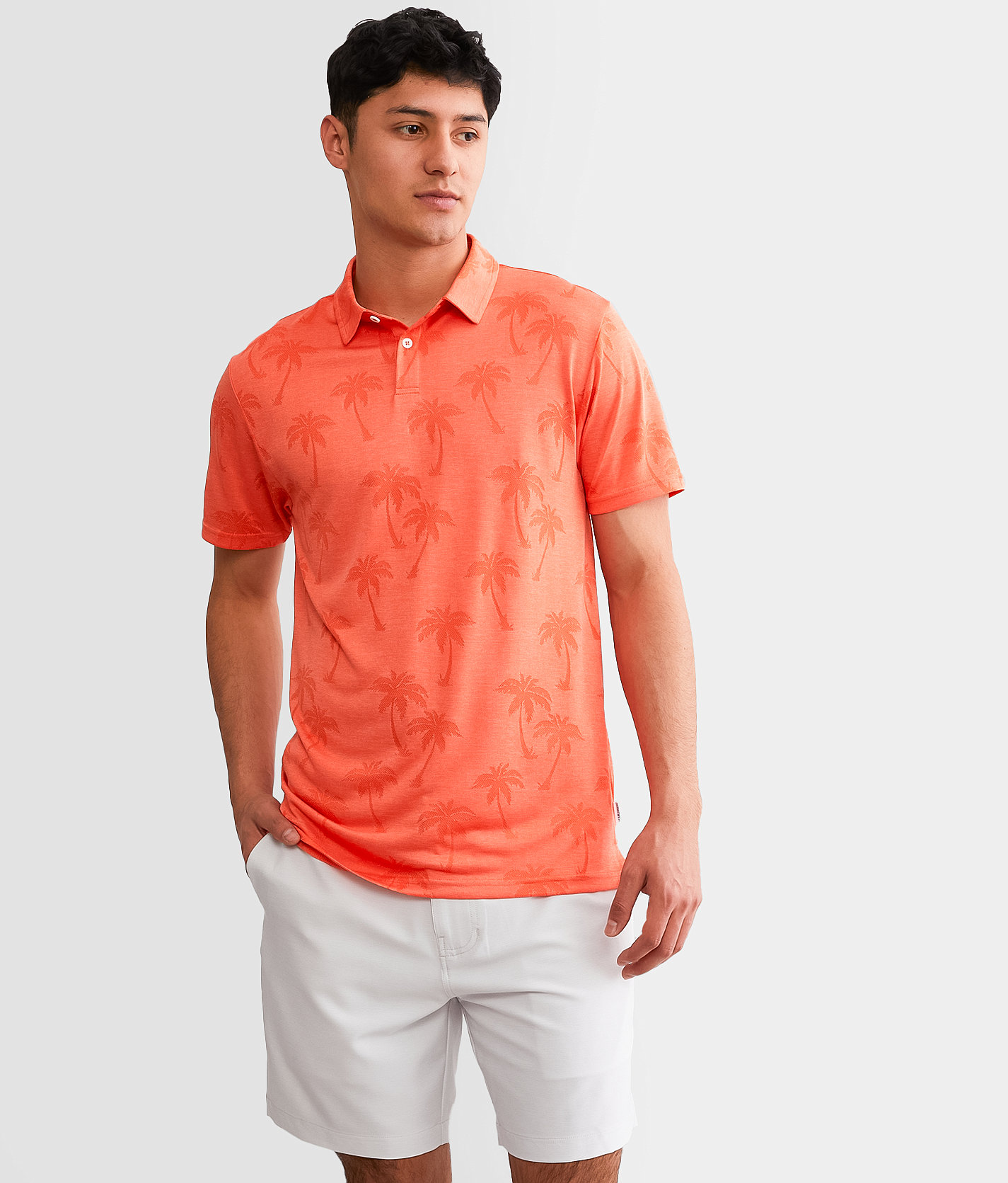 Departwest Tropical Performance Polo - Men's Polos in Coral
