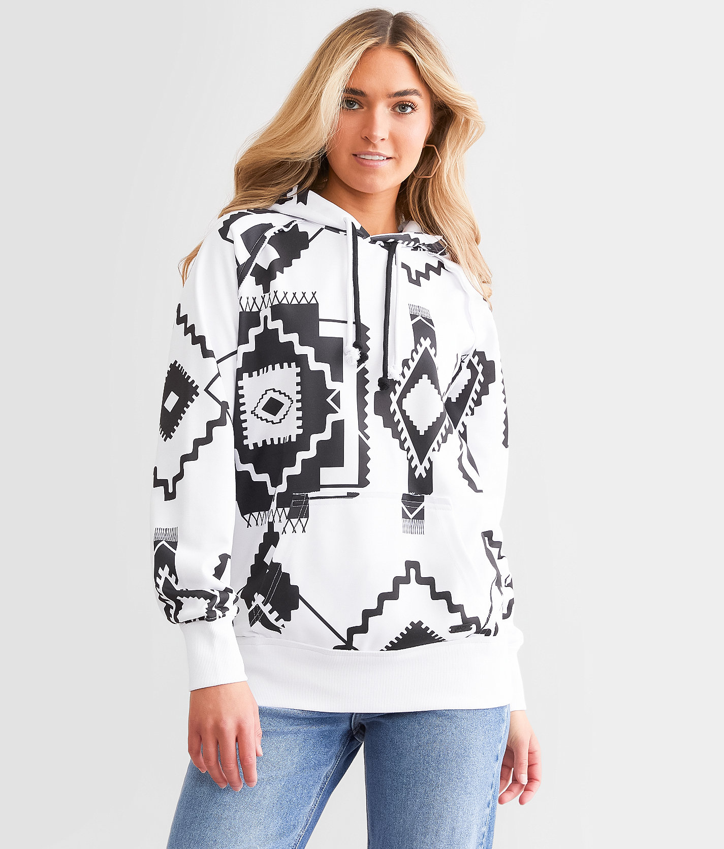 Hooey Chaparral Aztec Hooded Sweatshirt - Women's Sweatshirts in Black Aztec