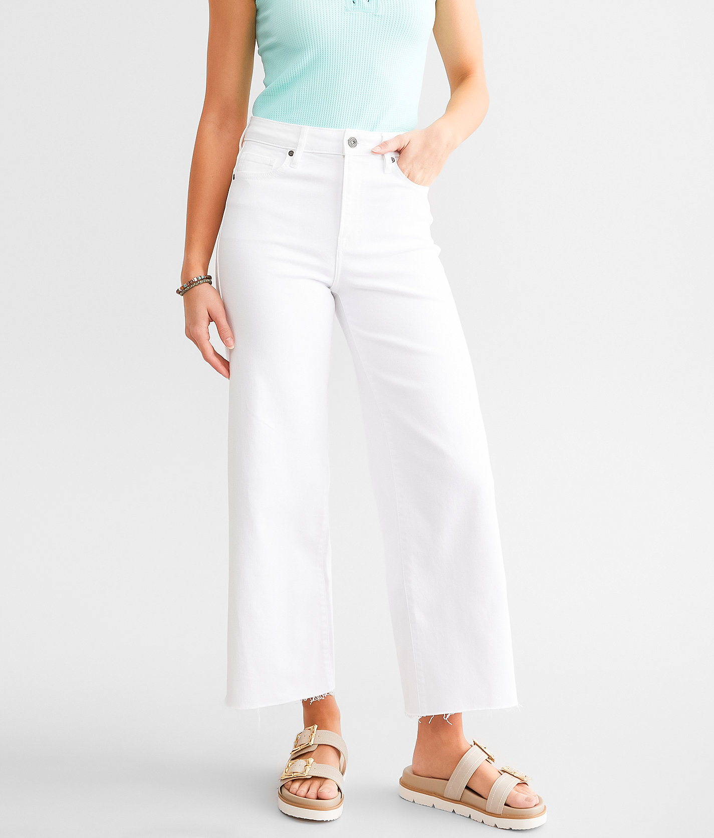 HIDDEN Nori Cropped Wide Leg Jean - Women's Jeans in White