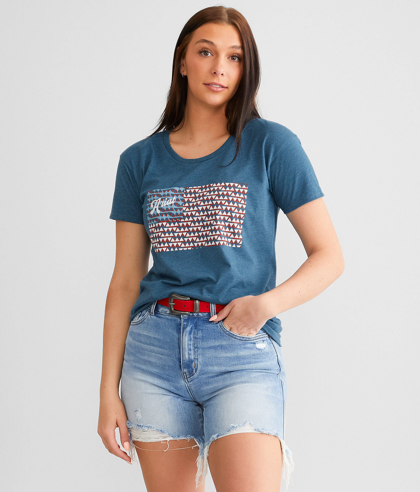 Ariat Amarillo Geo T-Shirt - Women's T-Shirts in Steel Blue Heather