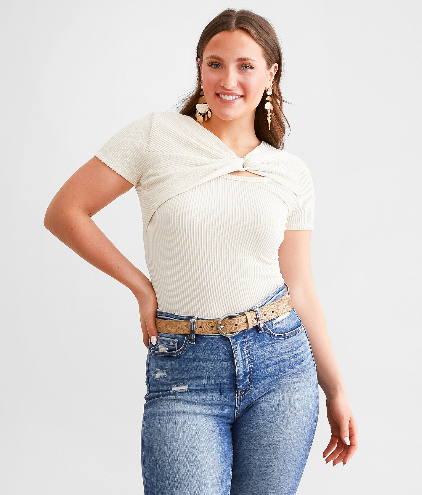 Daytrip Ribbed O-Ring Top - Women's Shirts & Blouses in Birch