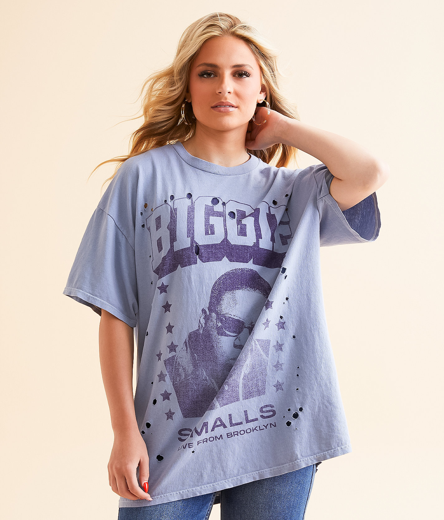 Merch Traffic Biggie Smalls Band T-Shirt - Women's T-Shirts in Light Blue