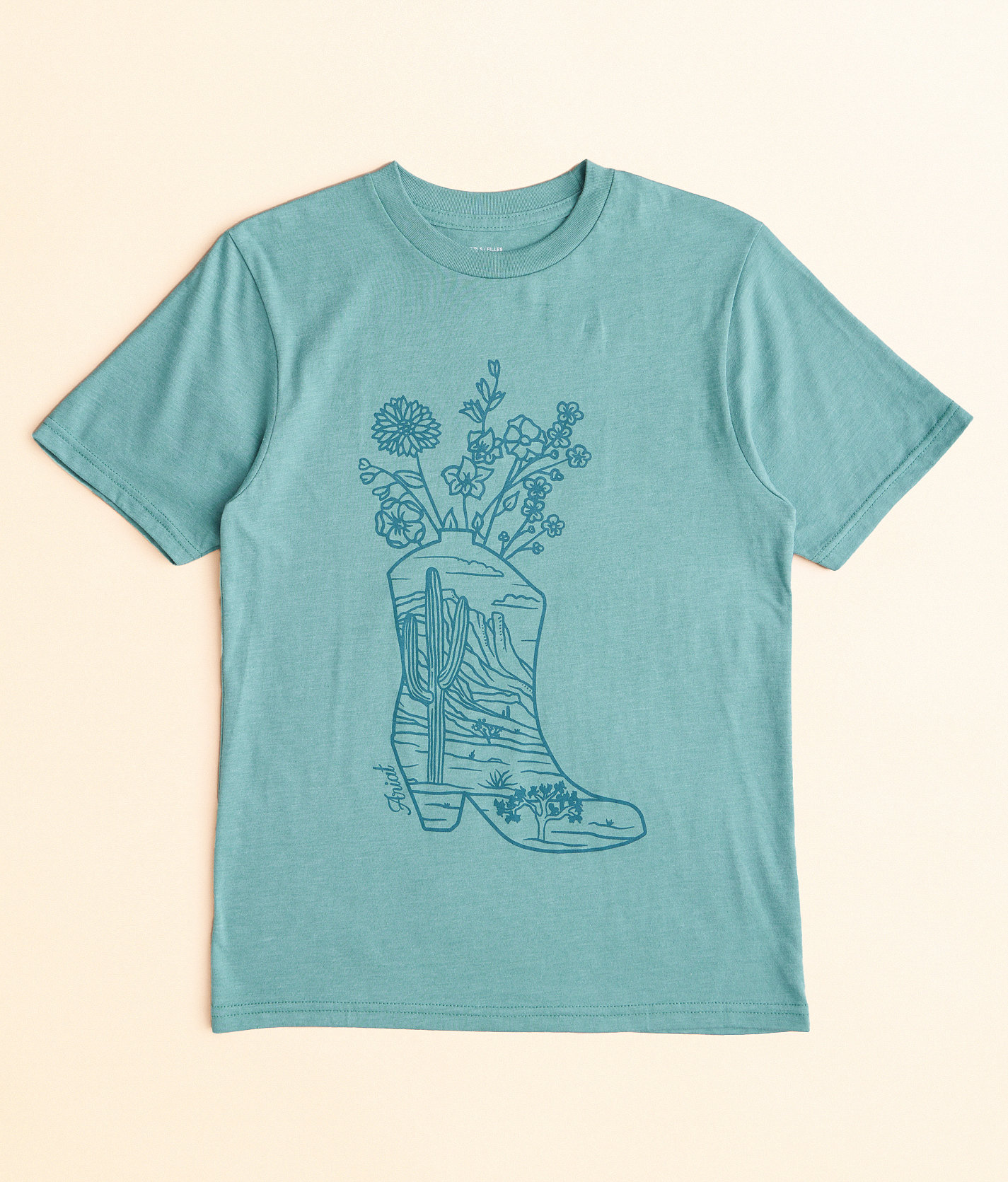 Girls - Ariat Garden Boot T-Shirt - Girl's T-Shirts in Ocean Blue Heather