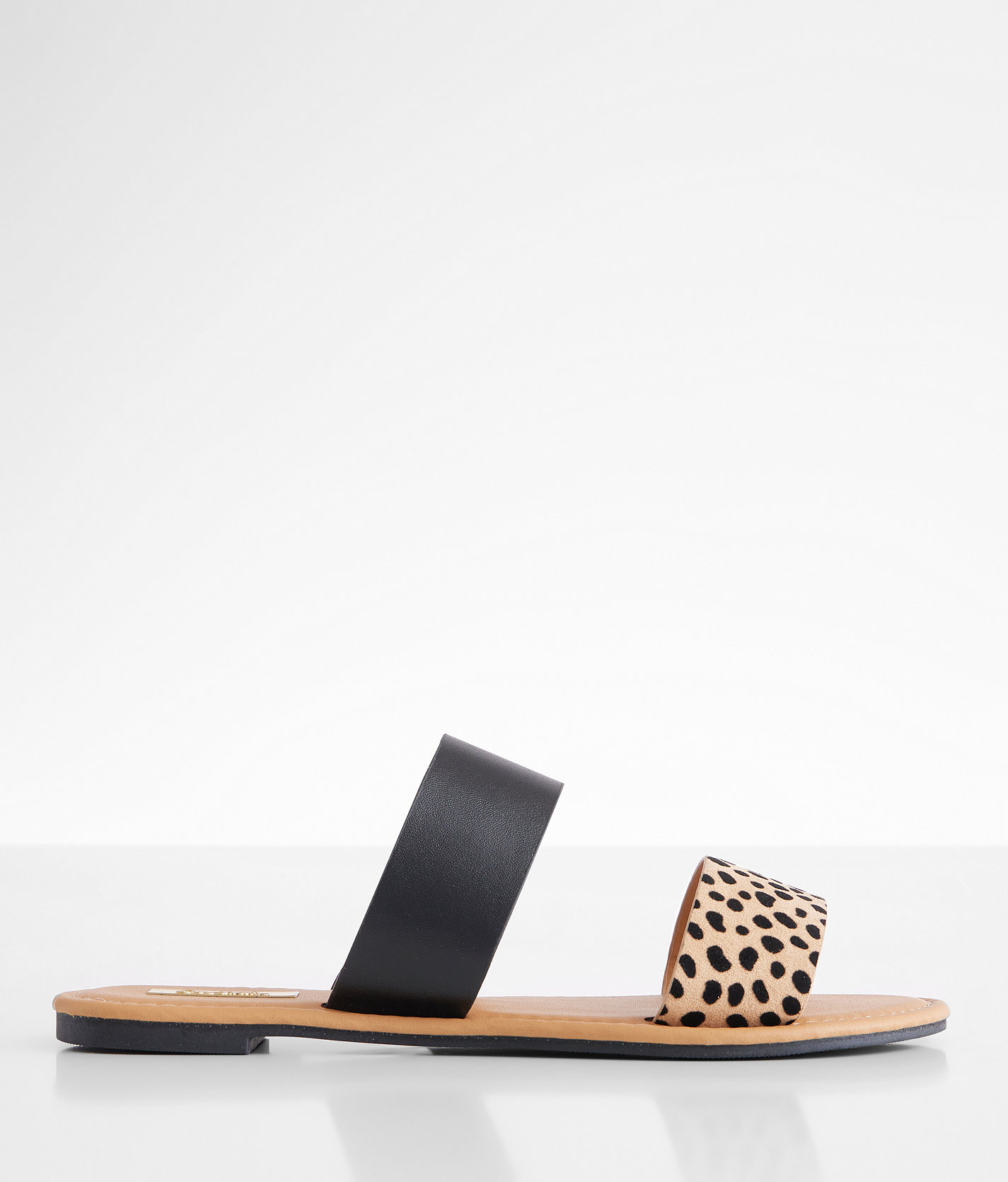 Qupid Double Strap Sandal - Women's Shoes in Tan Black Leopard