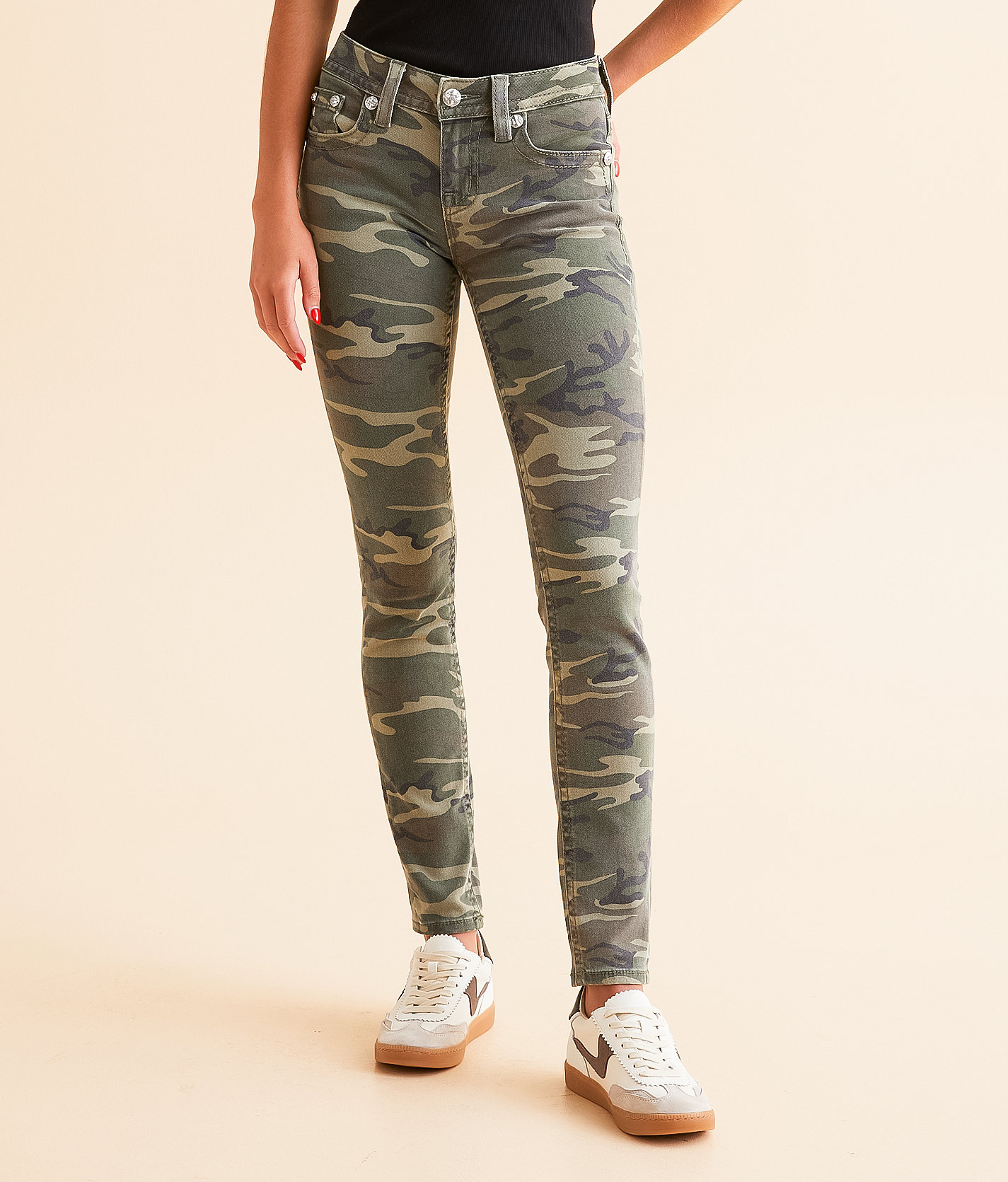 Miss Me Mid-Rise Skinny Camo Stretch Jean - Women's Jeans in Camo Green
