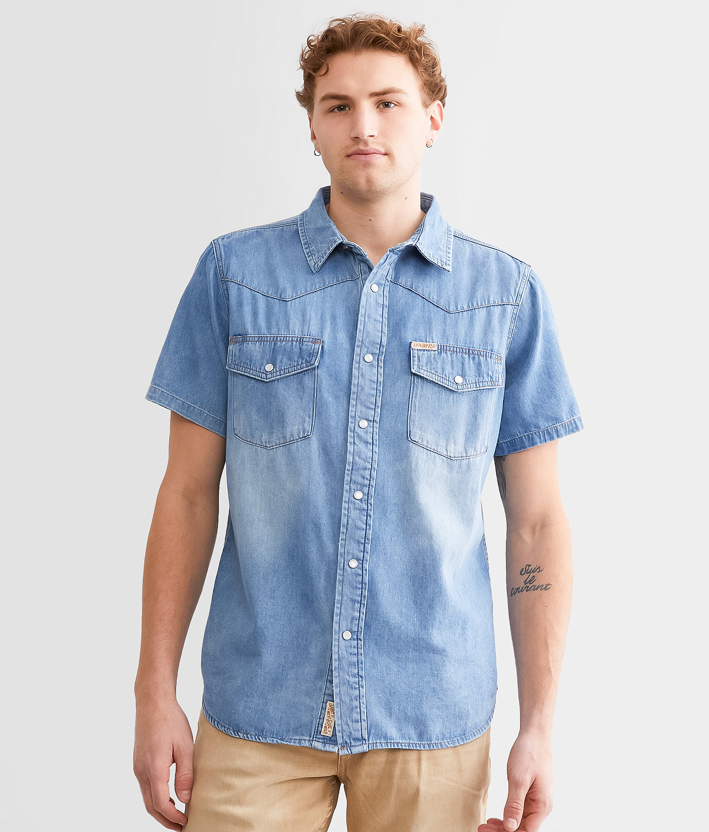 Sendero Provisions Co. The Wyatt Denim Shirt - Men's Shirts in Vintage Denim