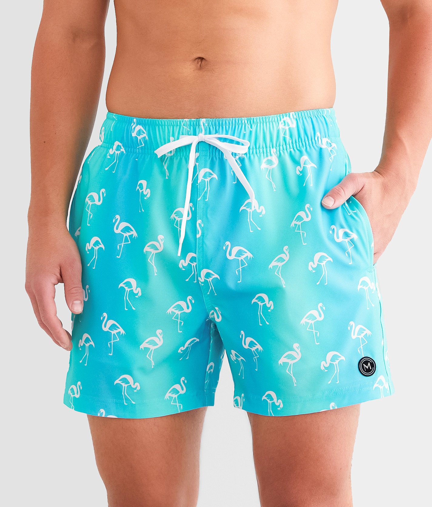 Maven Co-op Flamingo Stretch Swim Trunks - Men's Swimwear in Turquoise