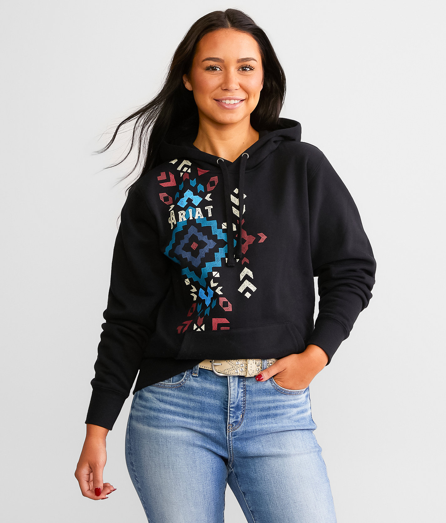 Ariat Real Geo Hooded Sweatshirt - Women's Sweatshirts in Black