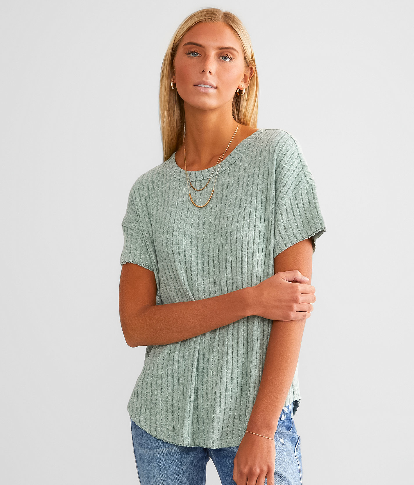 White Crow Brushed Rib Knit Top - Women's Shirts & Blouses in Calypso Green