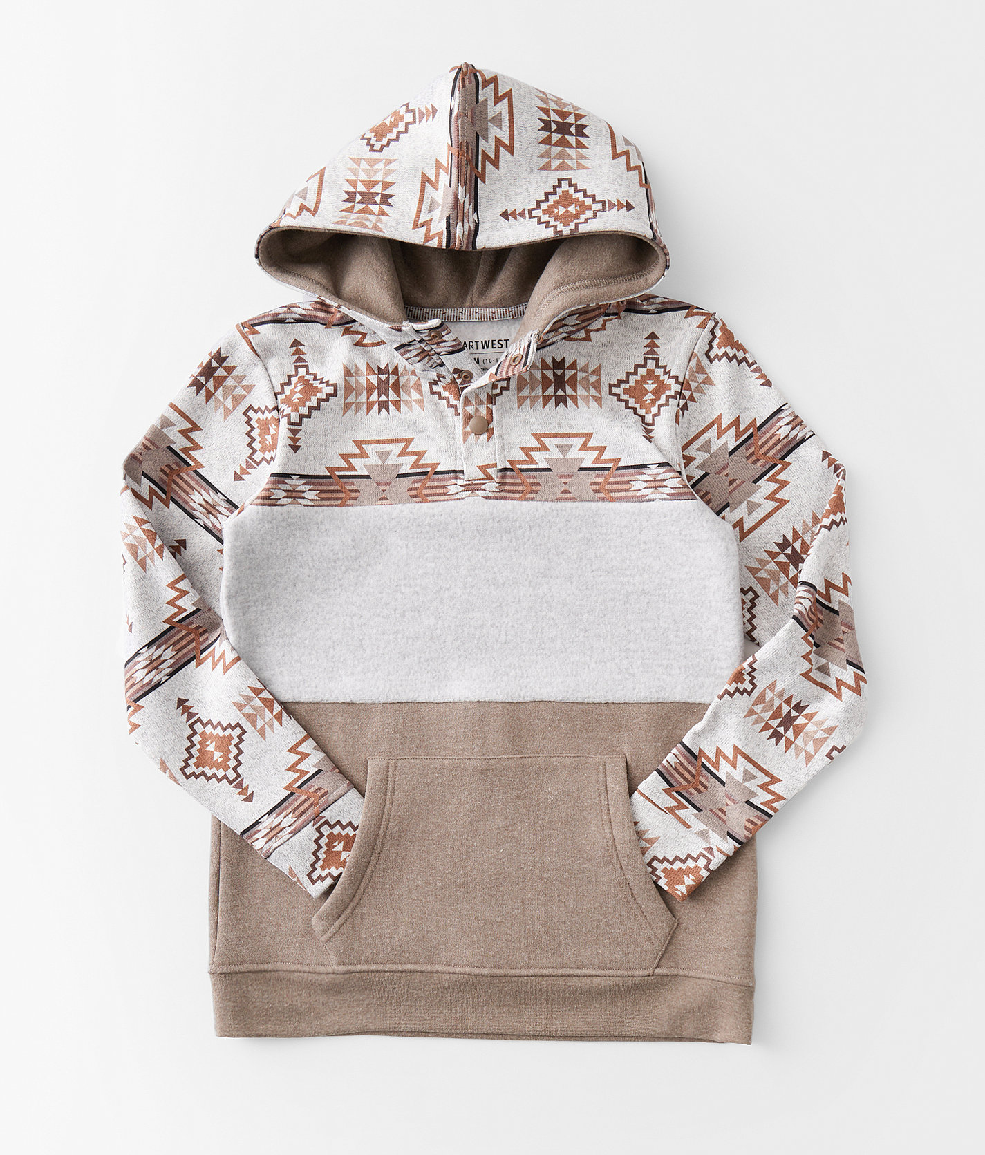 Boys - Departwest Southwestern Henley Hoodie - Boy's Sweatshirts in Brindle