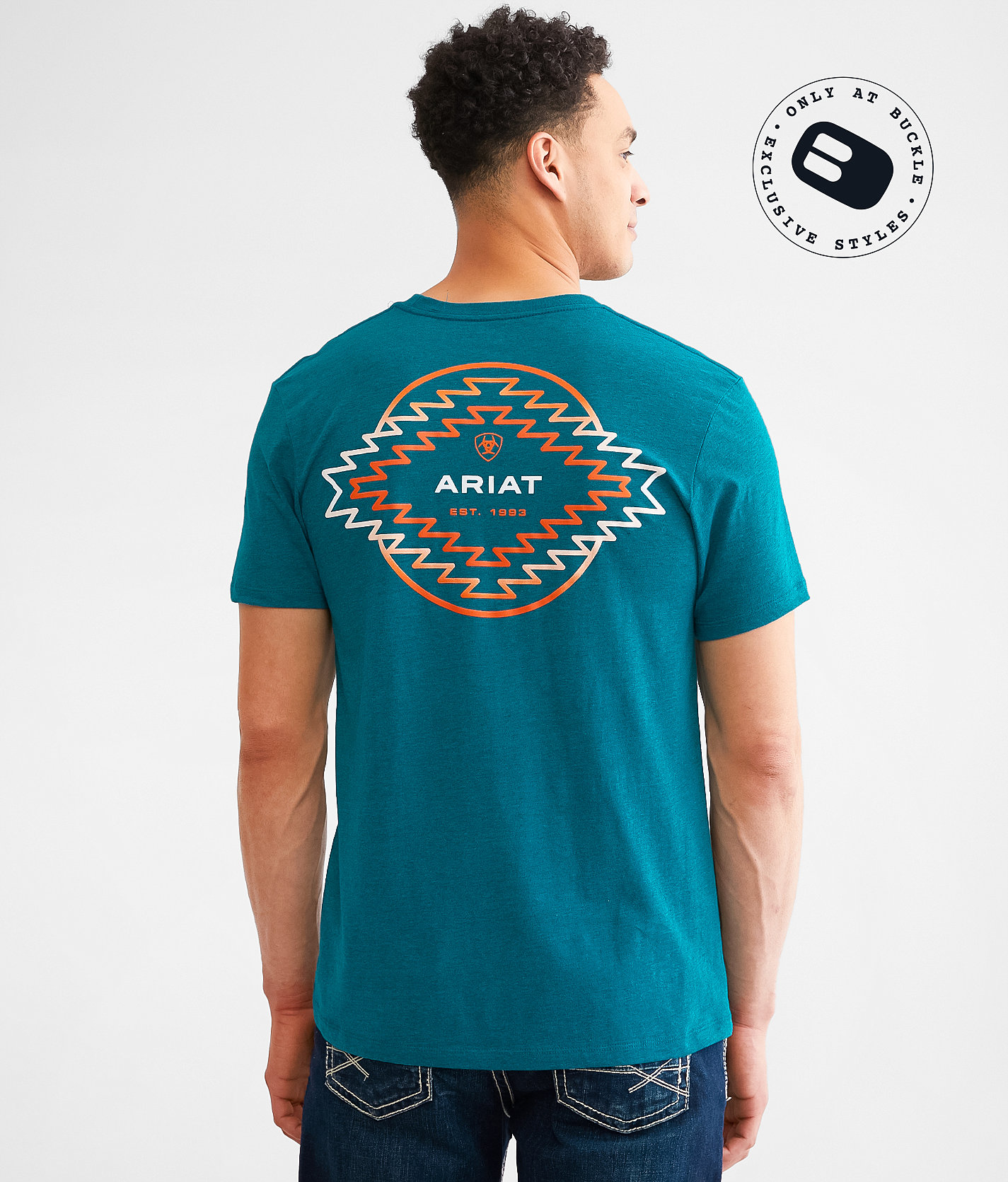 Ariat Simple Serape Circle T-Shirt - Men's T-Shirts in Cyan Black Heather