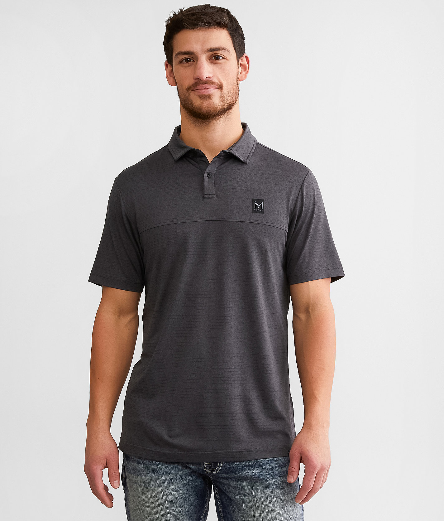 Maven Co-op Striped Performance Polo - Men's Polos in Black