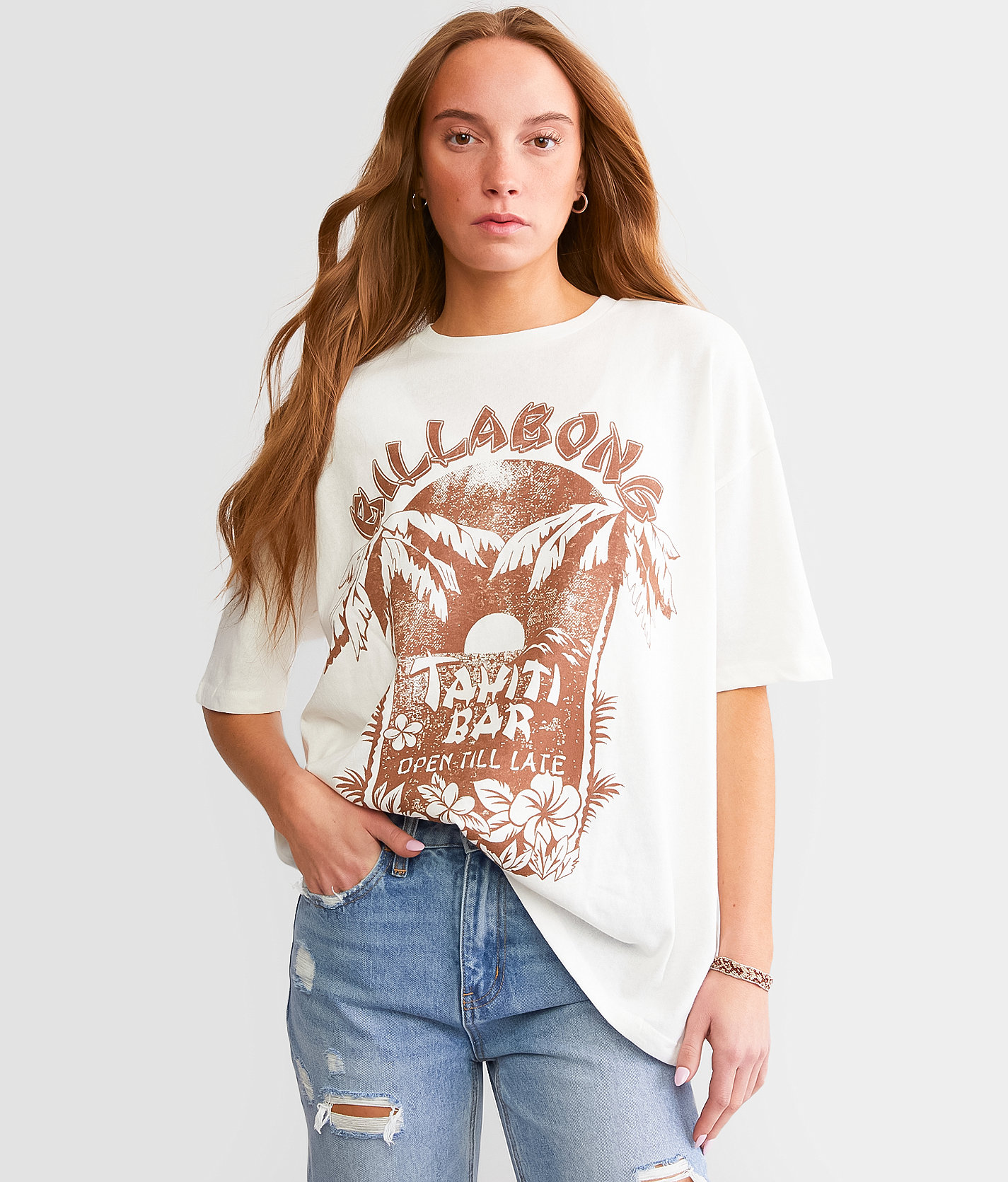 Billabong Tahiti Getaway Oversized T-Shirt - Women's T-Shirts in Salt Crystal