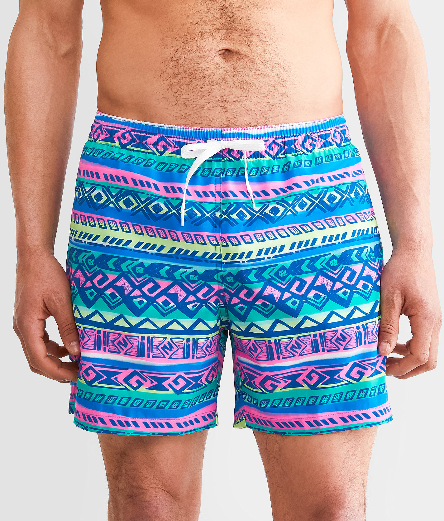 Chubbies The Retronators Stretch Swim Trunks - Men's Swimwear in Teal Striped