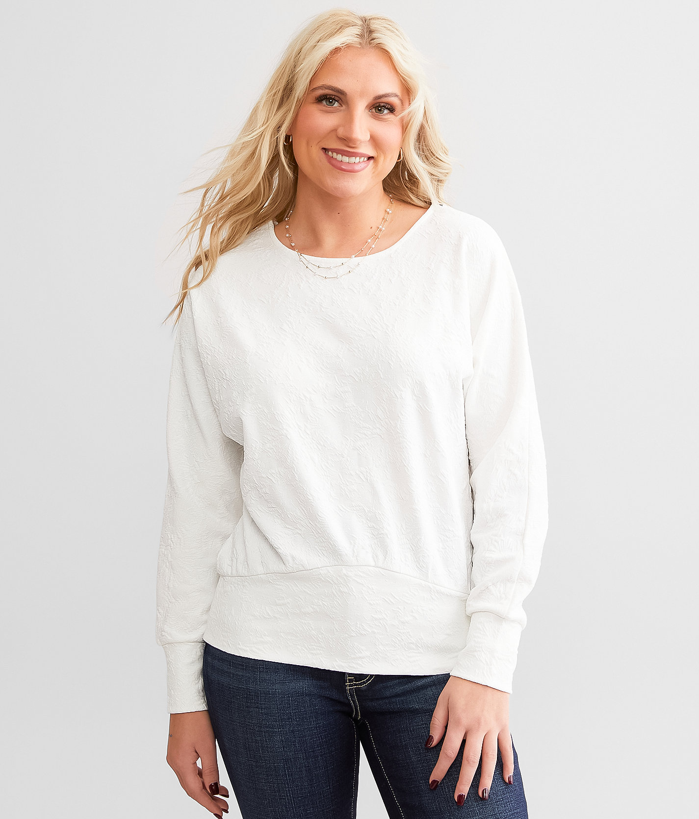 Daytrip Textured Dolman Top - Women's Shirts & Blouses in White