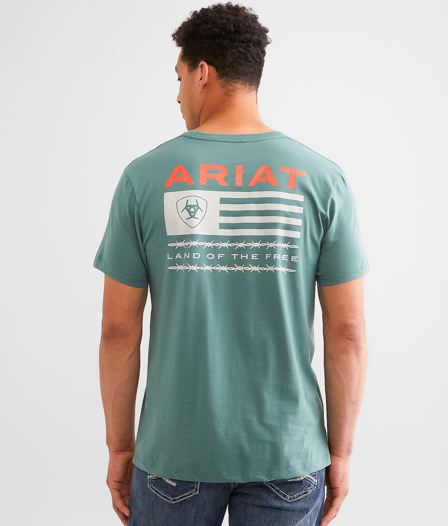 Ariat Hidden Valley Flag T-Shirt - Men's T-Shirts in Silver Pine