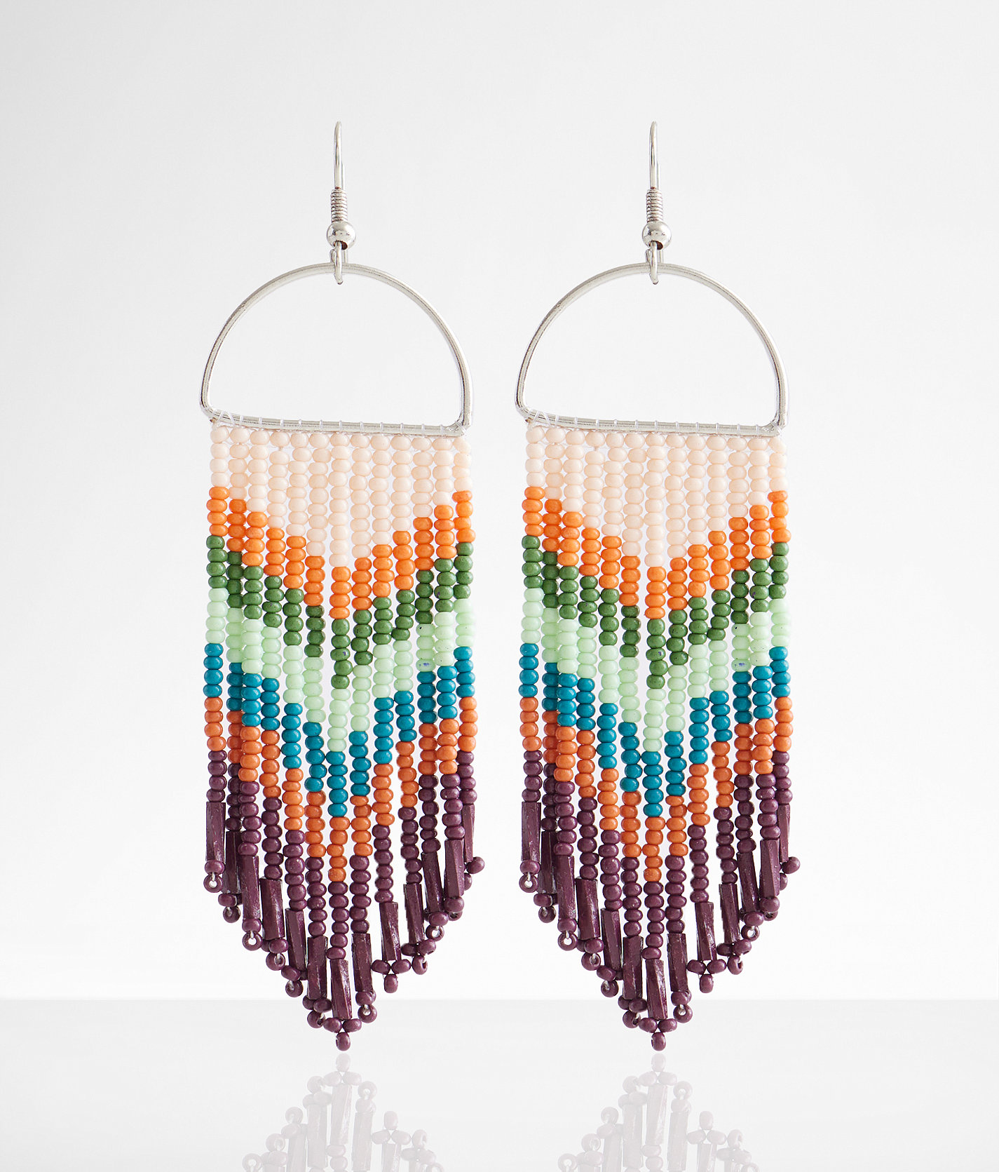boutique by BKE Beaded Fringe Earring - Women's Jewelry in Silver Multi