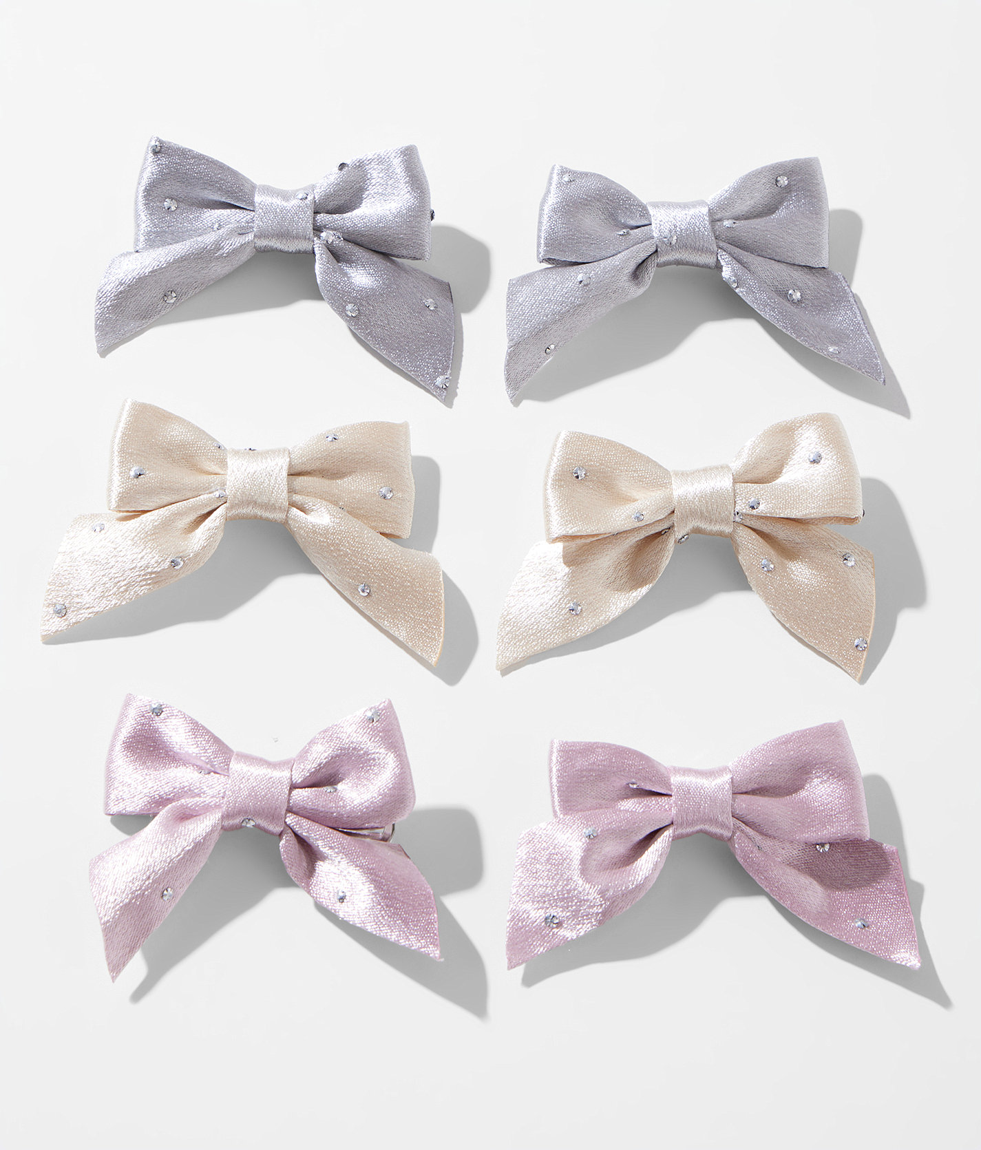 boutique by BKE 3 Pack Satin Hair Bow Clip Set - Women's Hair Accessories in Assorted Multi