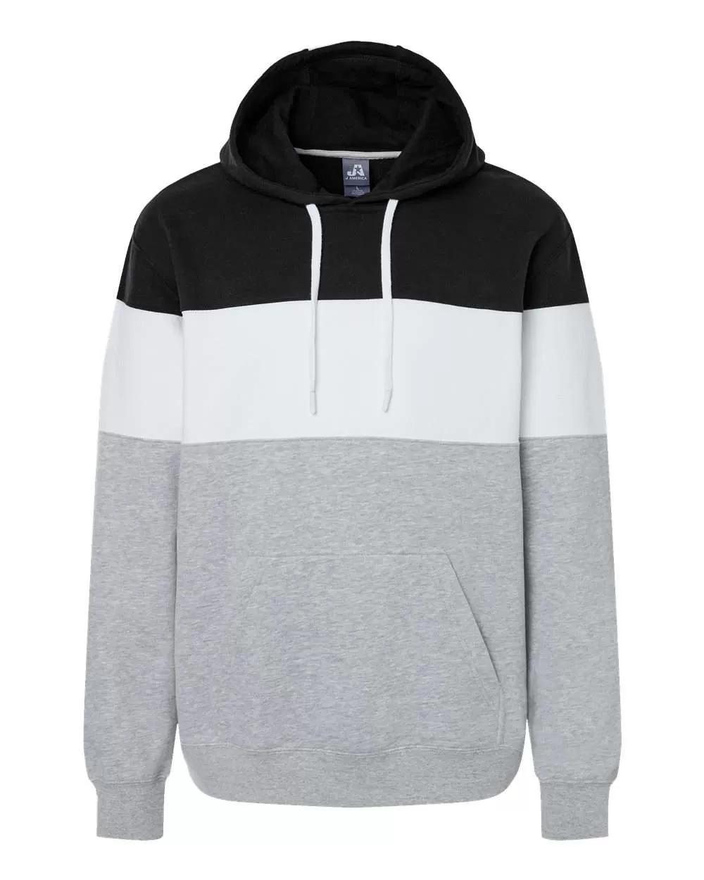J. America 8644 Varsity Fleece Colorblocked Hooded Sweatshirt