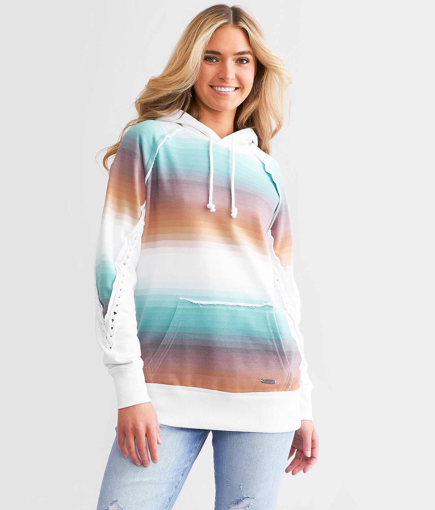 Hooey Serape Pattern Hooded Sweatshirt - Women's Sweatshirts in White Serape