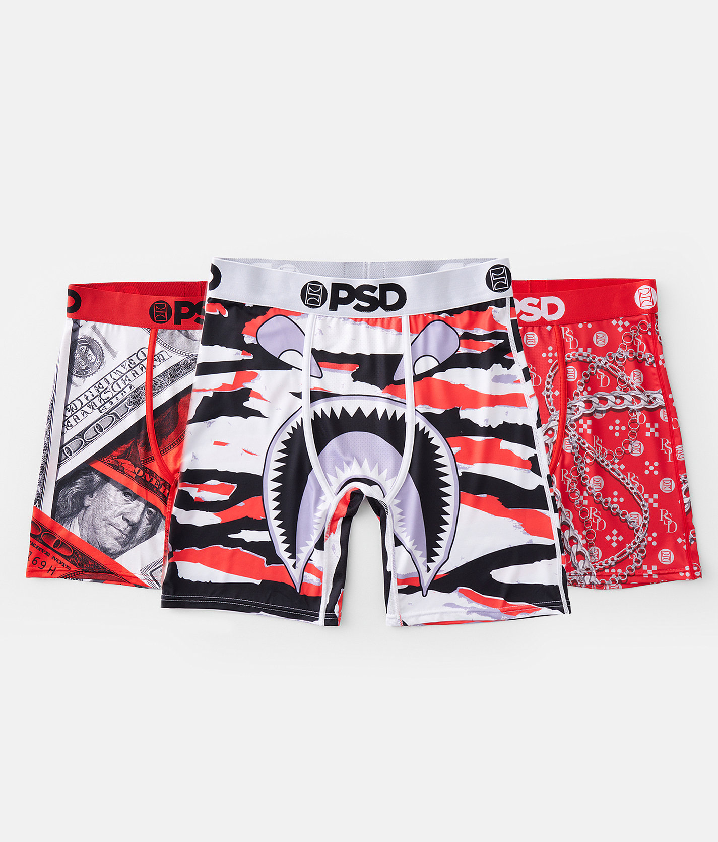 PSD Fire Red 3 Pack Stretch Boxer Briefs - Men's Boxer Briefs in Multi