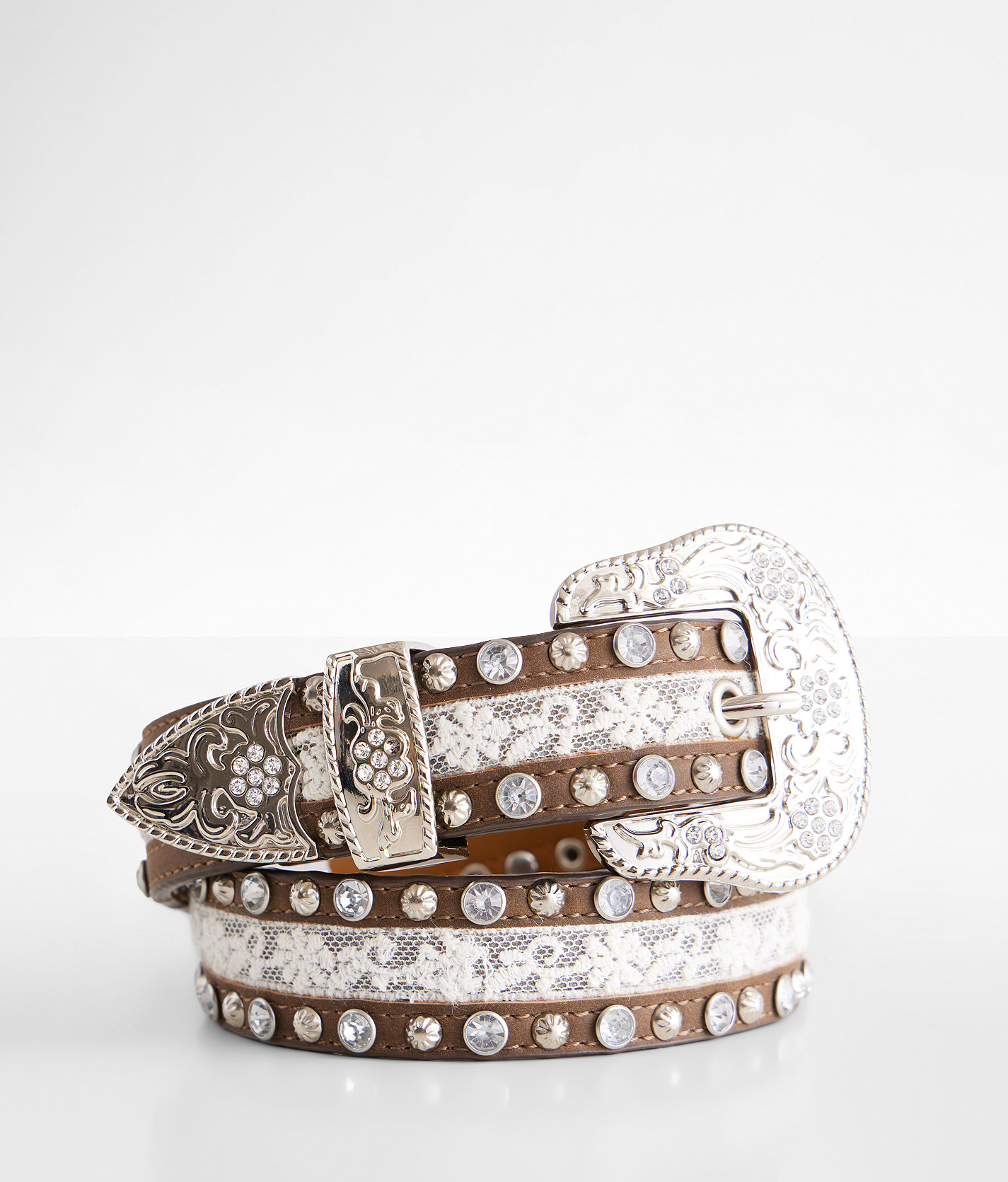 Girls - Angel Ranch Glitz & Lace Belt - Girl's Belts in Brown