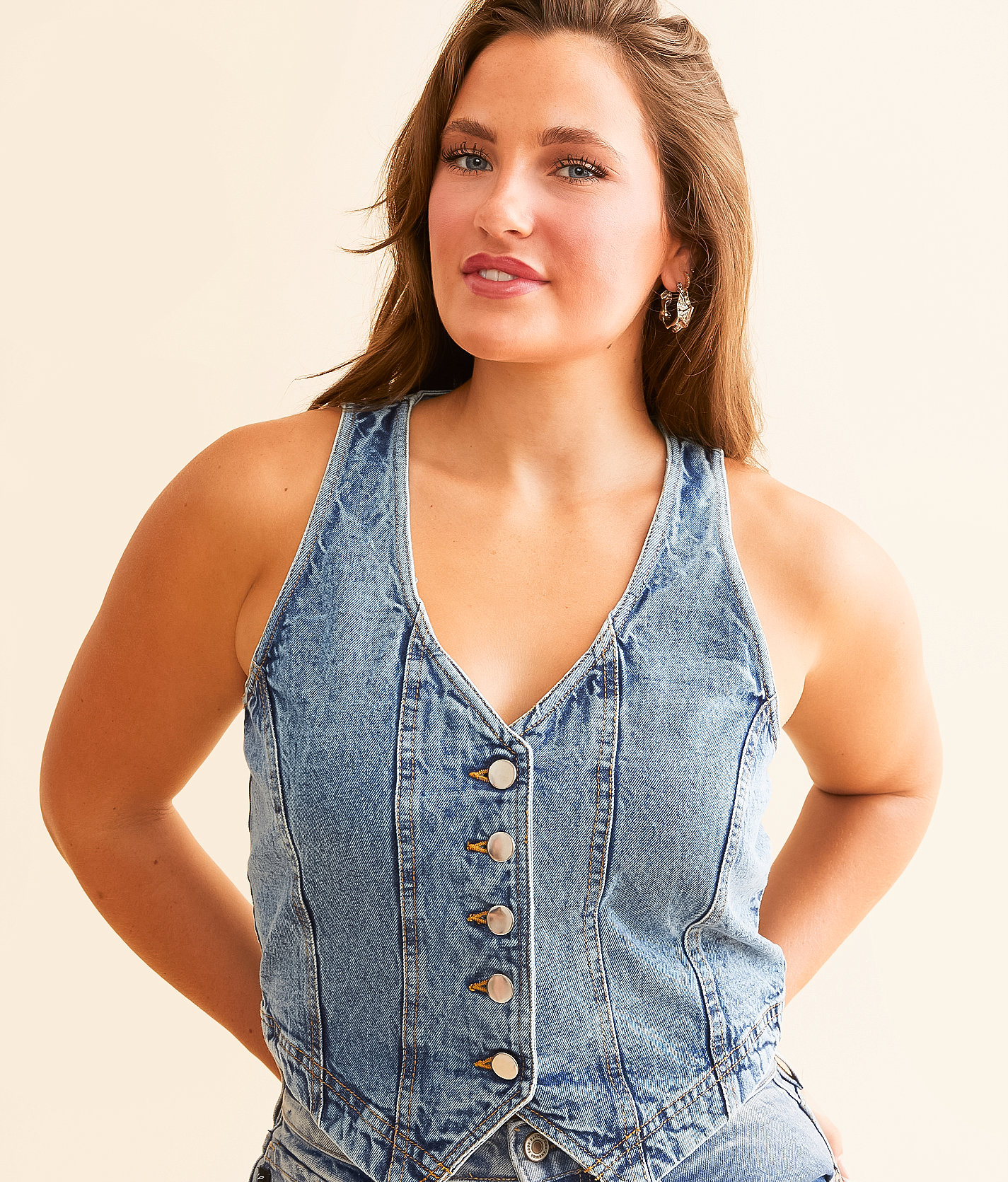 Willow & Root Washed Denim Vest - Women's Coats & Jackets in Medium Denim