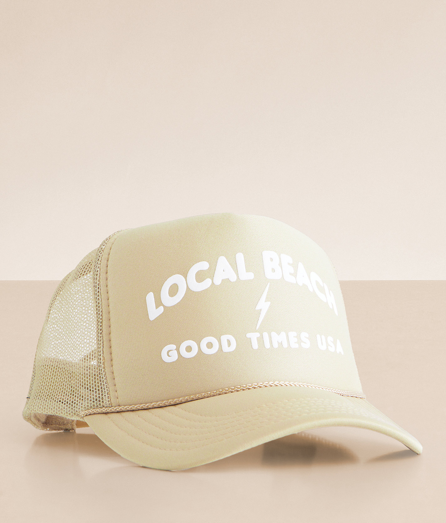 Local Beach Good Times USA Trucker Hat - Women's Hats in Khaki