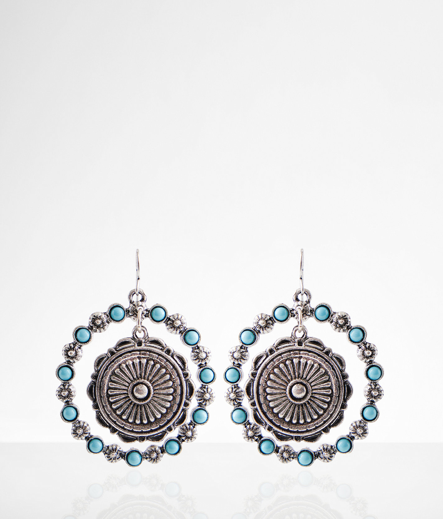 boutique by BKE Western Turquoise Drop Earring - Women's Jewelry in Silver Turquoise