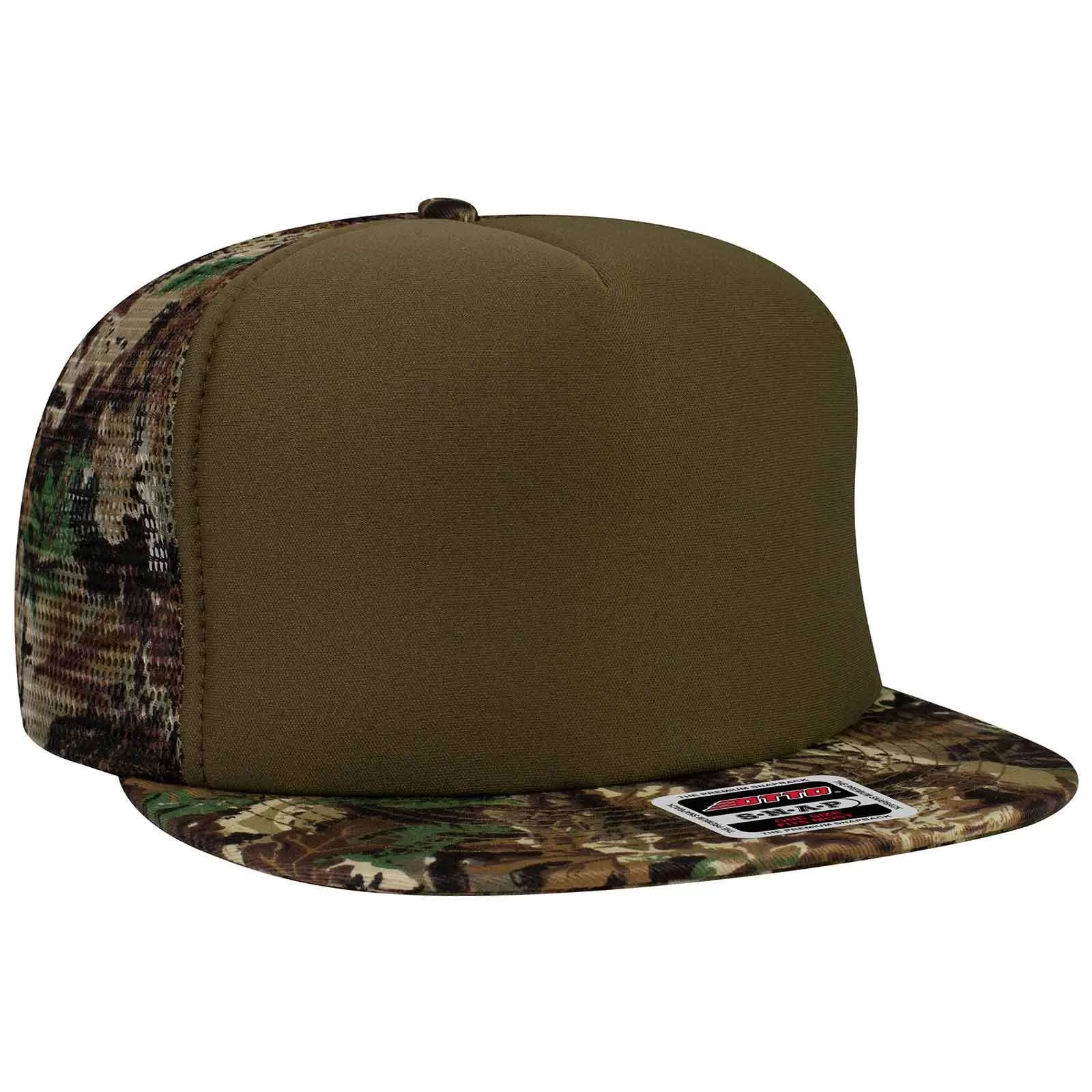 OTTO CAP 132-1125 "OTTO SNAP" Camouflage 5 Panel High Crown Mesh Back Trucker Hat for Adult