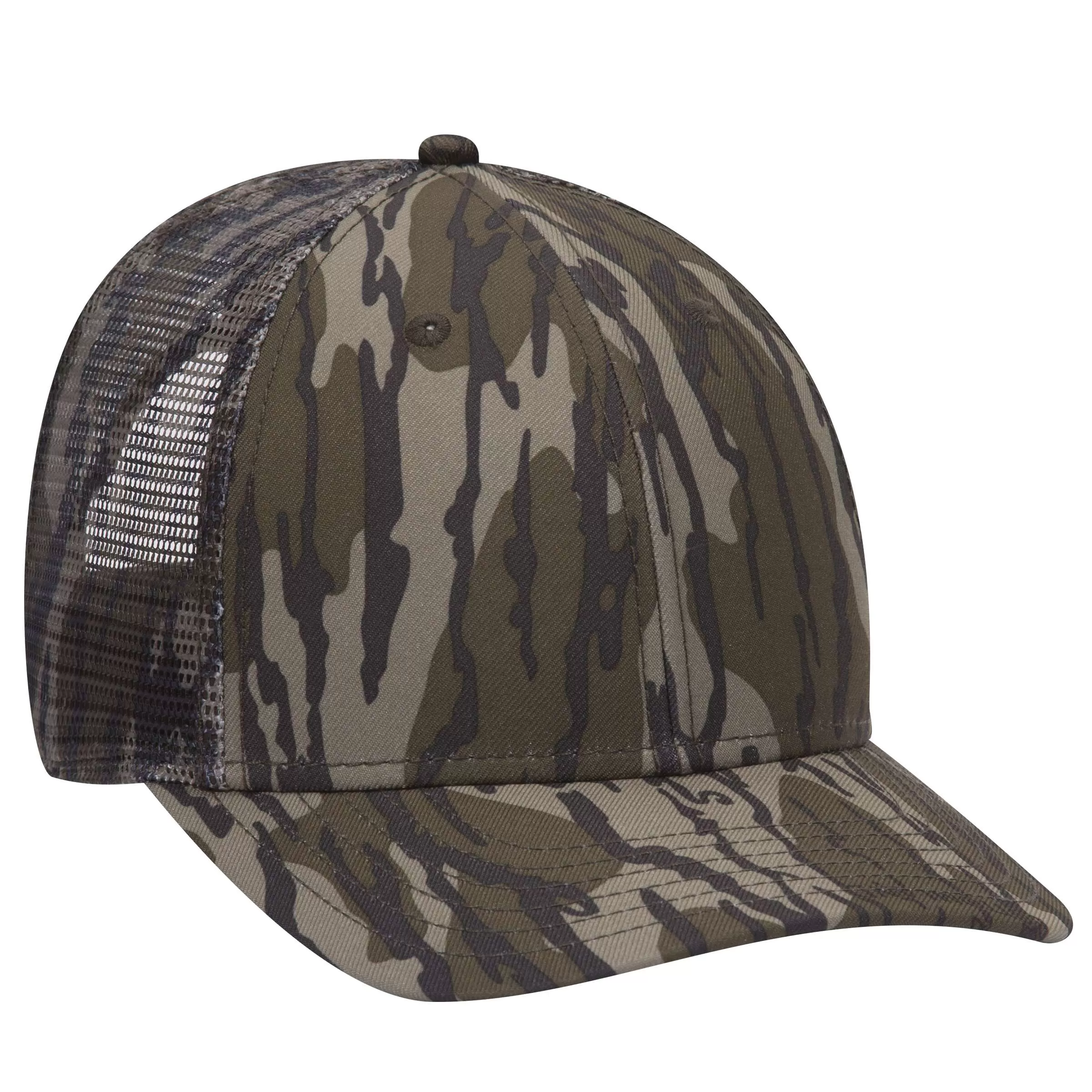 OTTO CAP 171-1292 Mossy Oak Camouflage Superior Polyester Twill 6 Panel Low Profile Mesh Back Baseba
