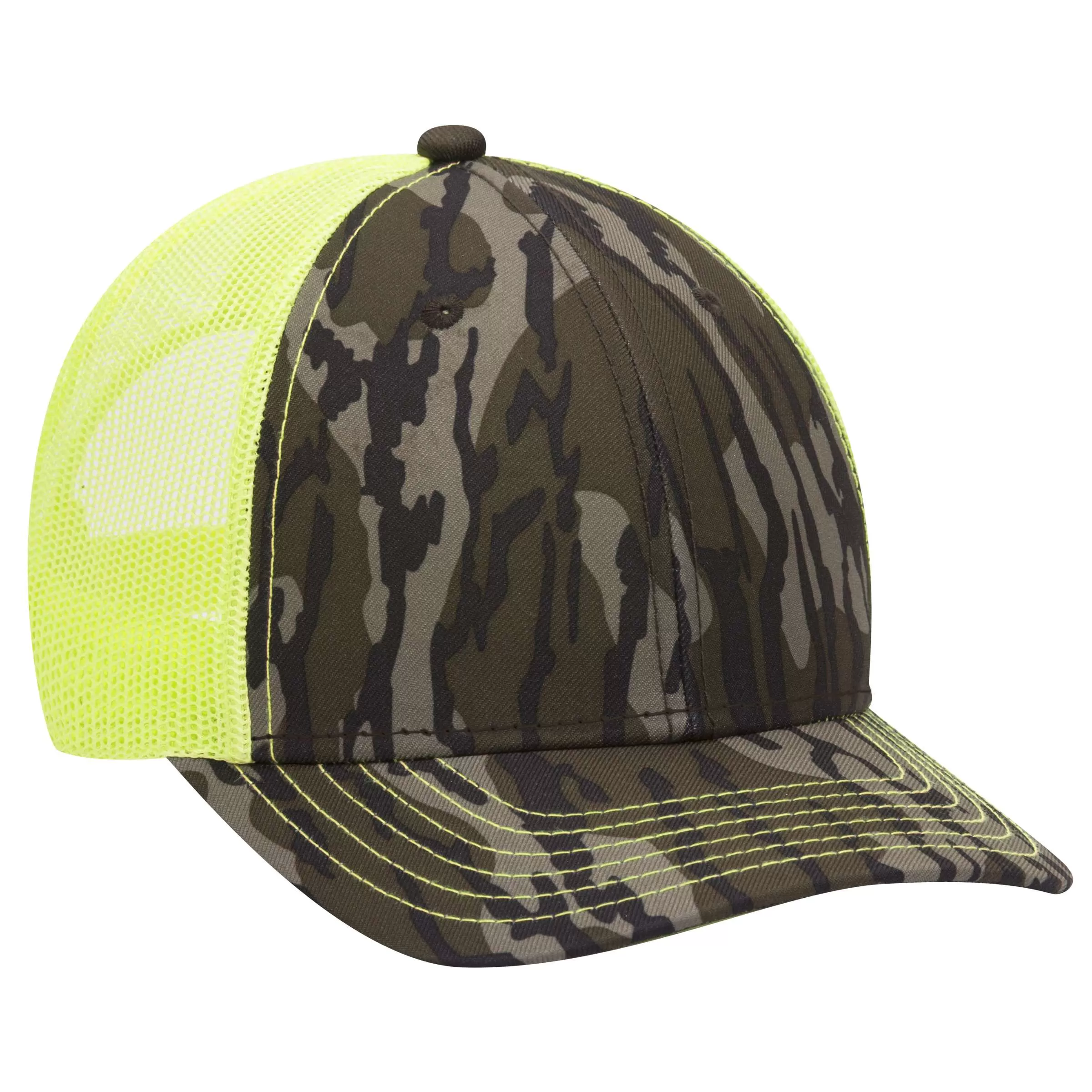 OTTO CAP 171-1293 Mossy Oak Camouflage Superior Polyester Twill 6 Panel Low Profile Mesh Back Baseba