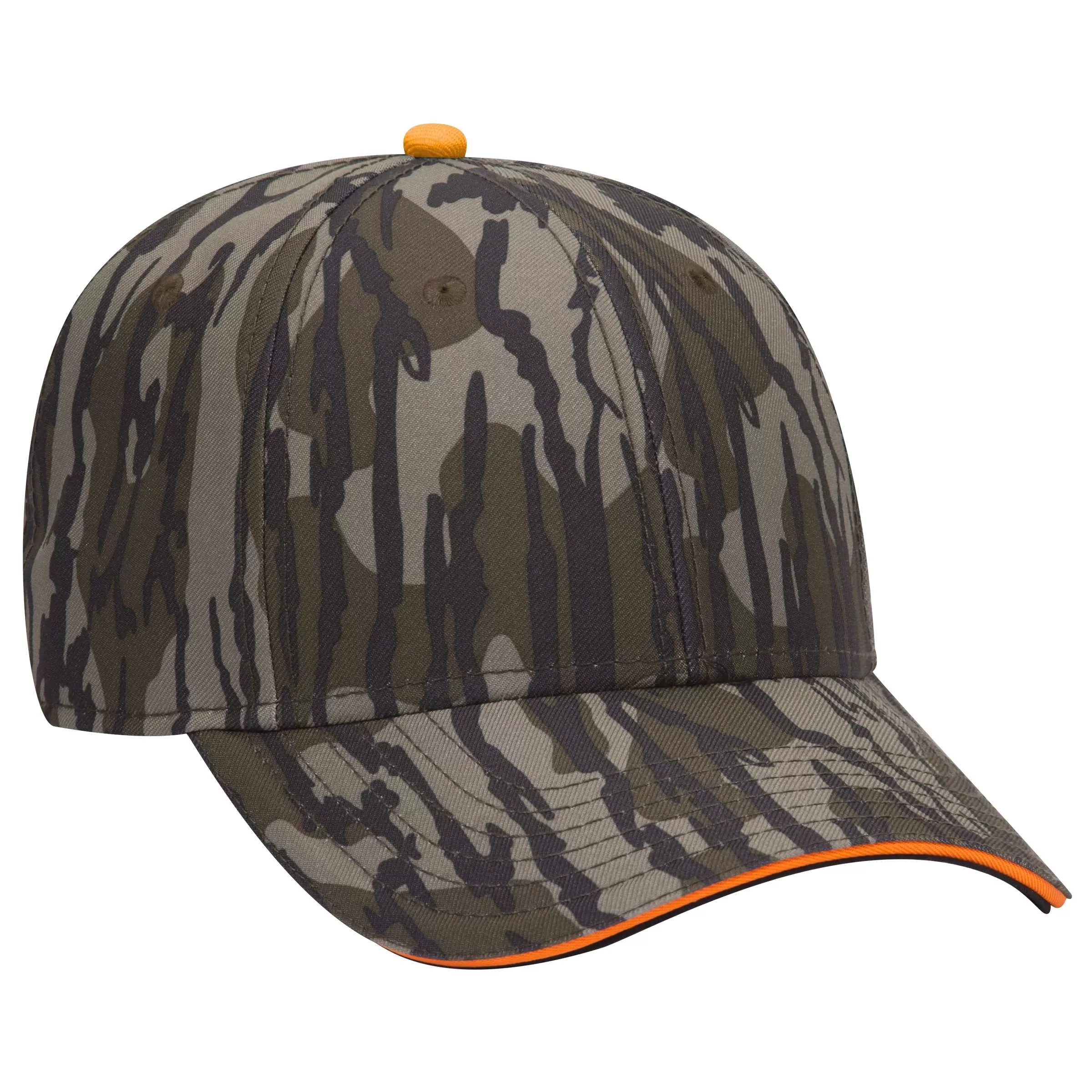 OTTO CAP 171-1294 Mossy Oak Camouflage Superior Polyester Twill Sandwich Visor 6 Panel Low Profile B