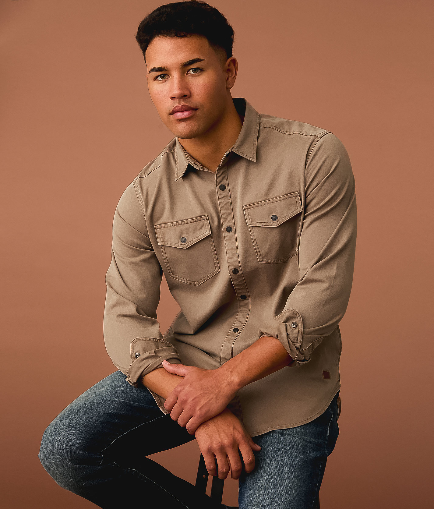 Outpost Makers Washed Athletic Stretch Shirt - Men's Shirts in Light Walnut