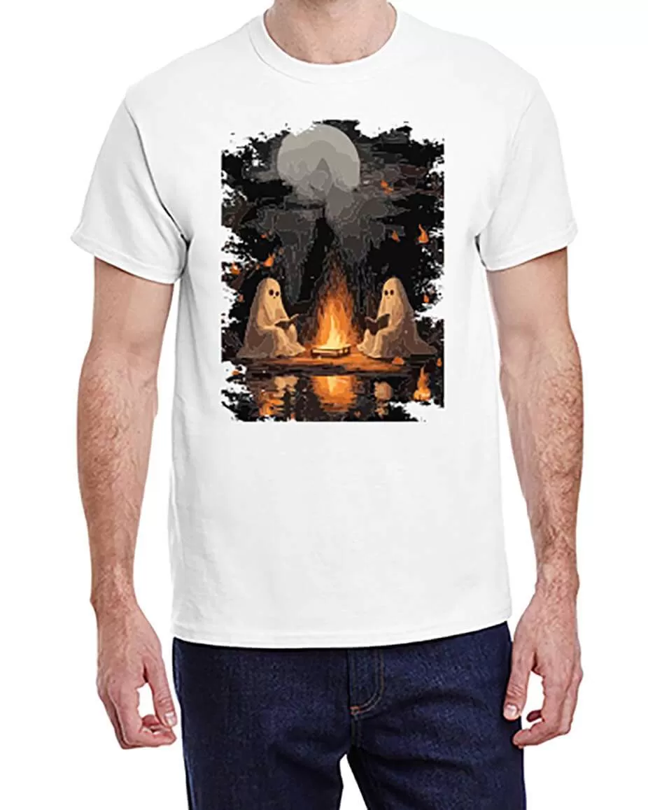 USTRADEENT Men's Ultra Cotton Scary Ghost Ghoul Graphic Shirt for Halloween UG200HLOW10