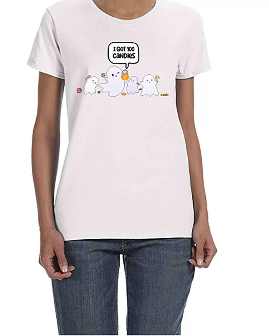 USTRADEENT Ladies Funny Halloween Ghost Costume Graphics T-Shirt UG500LHLOW6