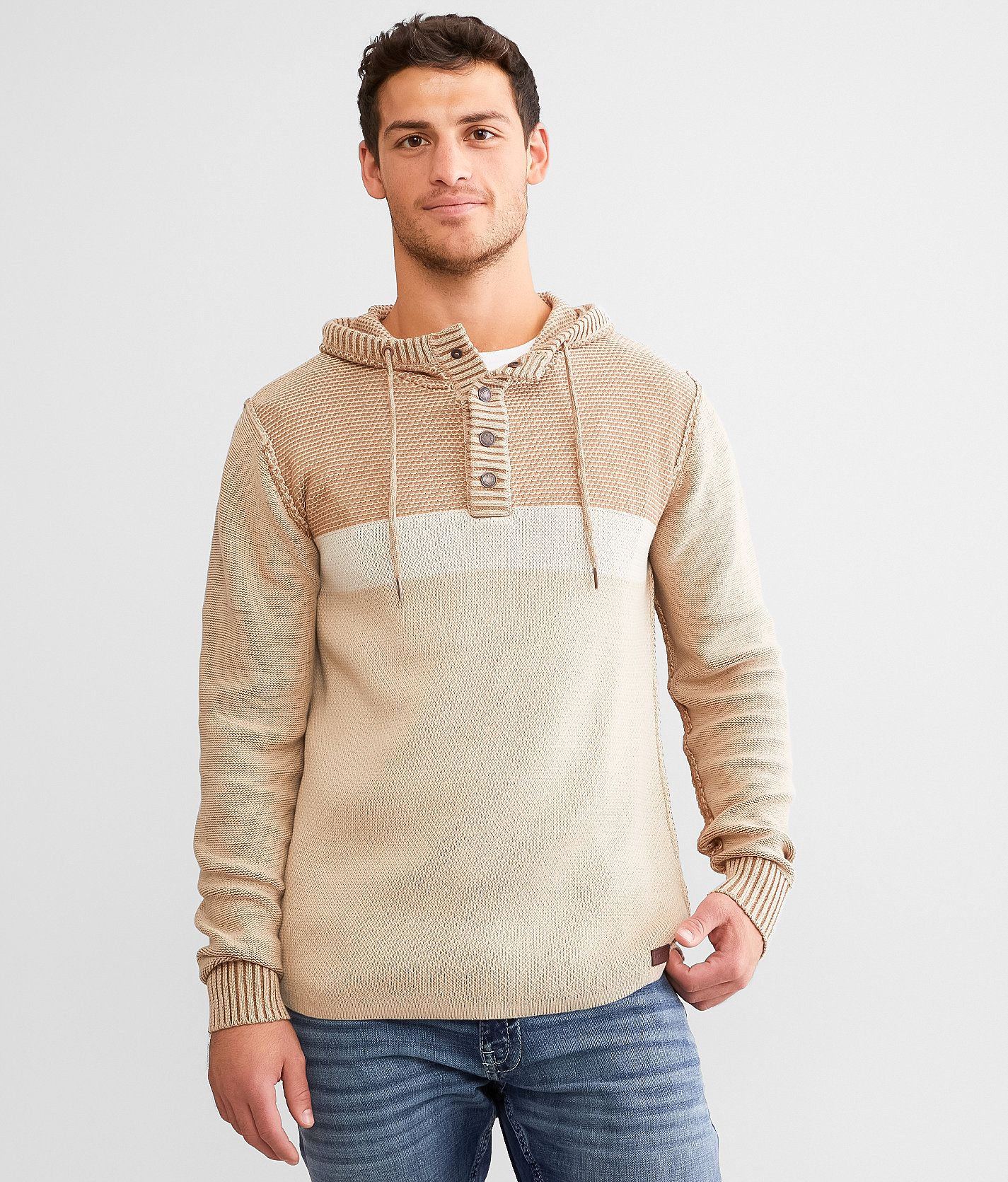 Outpost Makers Henley Hooded Sweater - Men's Sweaters in Cream