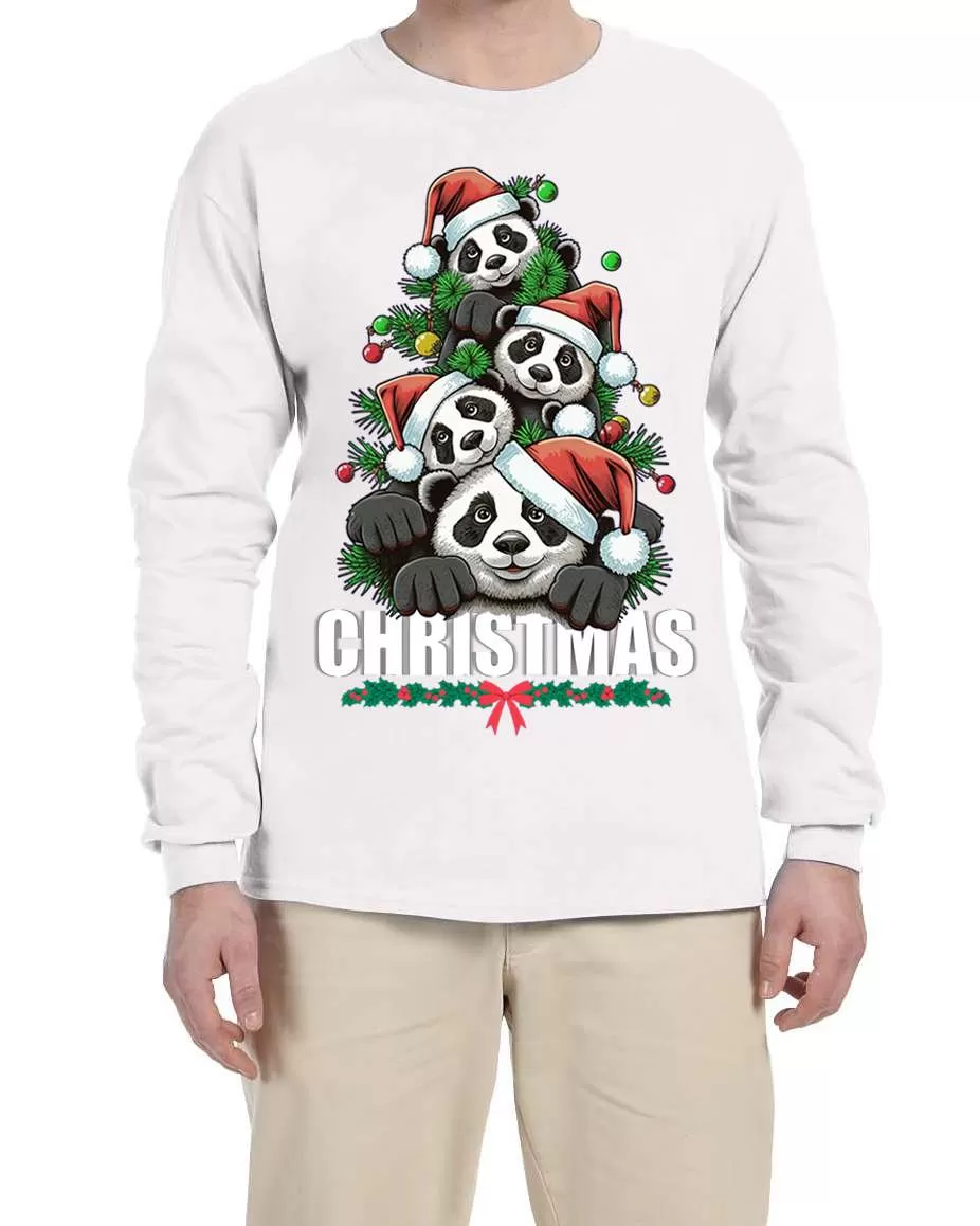 Cute Polar Bear Santa Hat Merry Christmas Long Sleeves Xmas Shirt