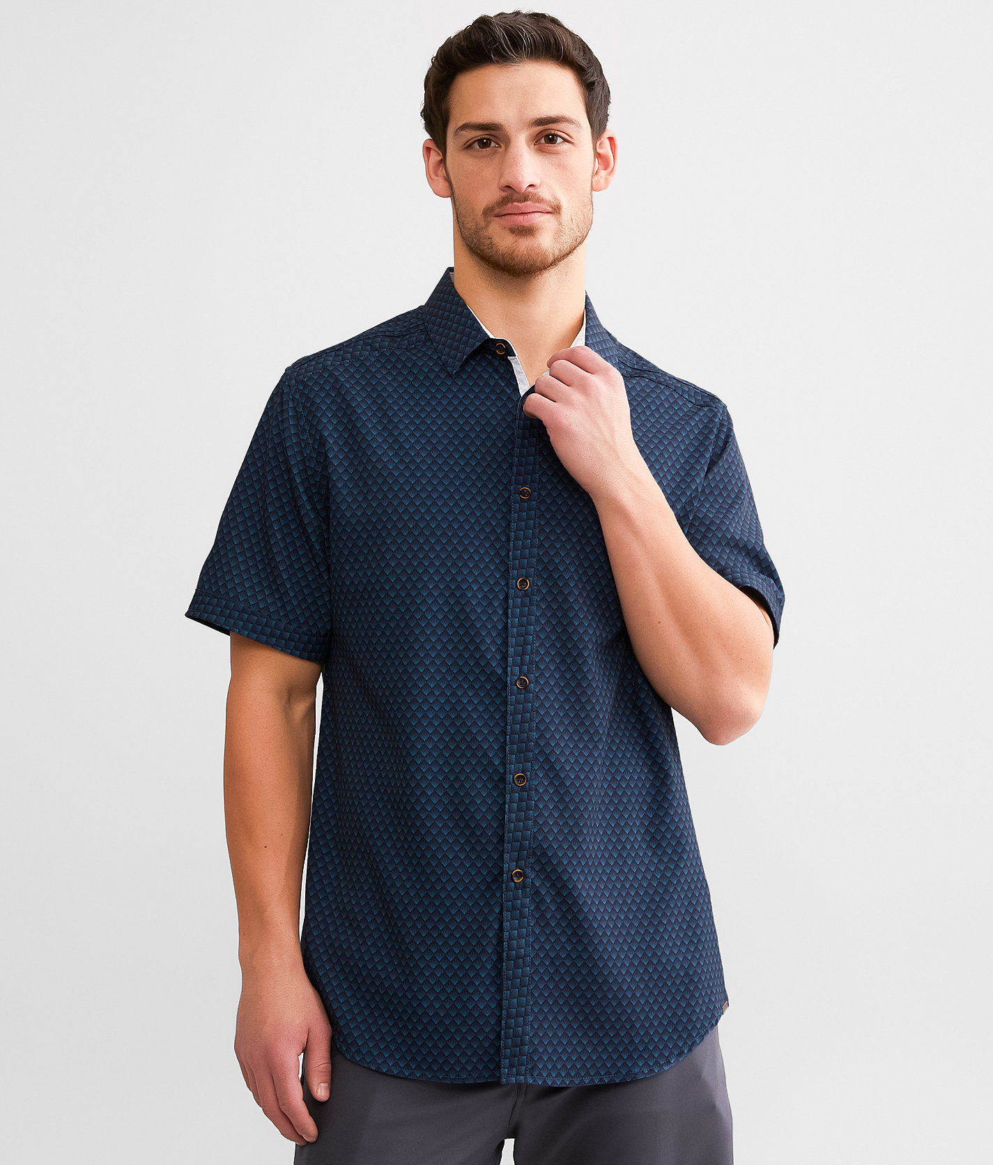 J.B. Holt Gradient Athletic Performance Stretch Shirt - Men's Shirts in Navy Mint