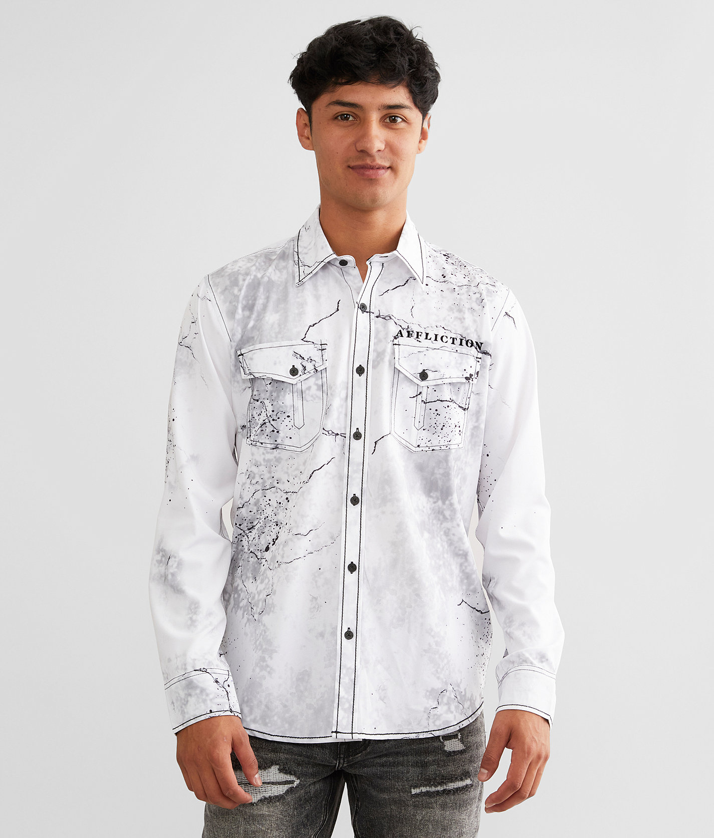 Affliction Sedona Stretch Shirt - Men's Shirts in White