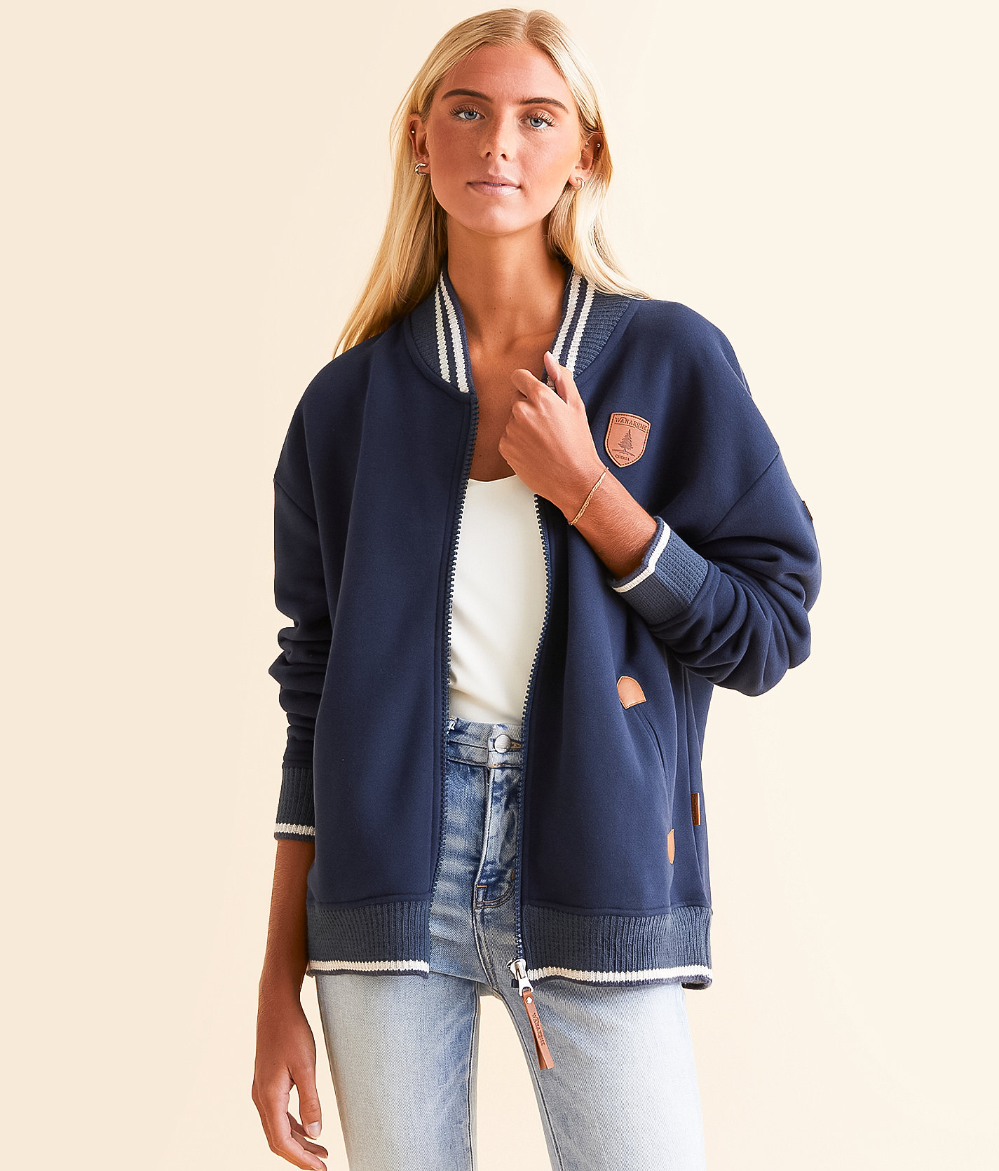 Wanakome Henlie Bomber Jacket - Women's Coats & Jackets in Oxford Blue