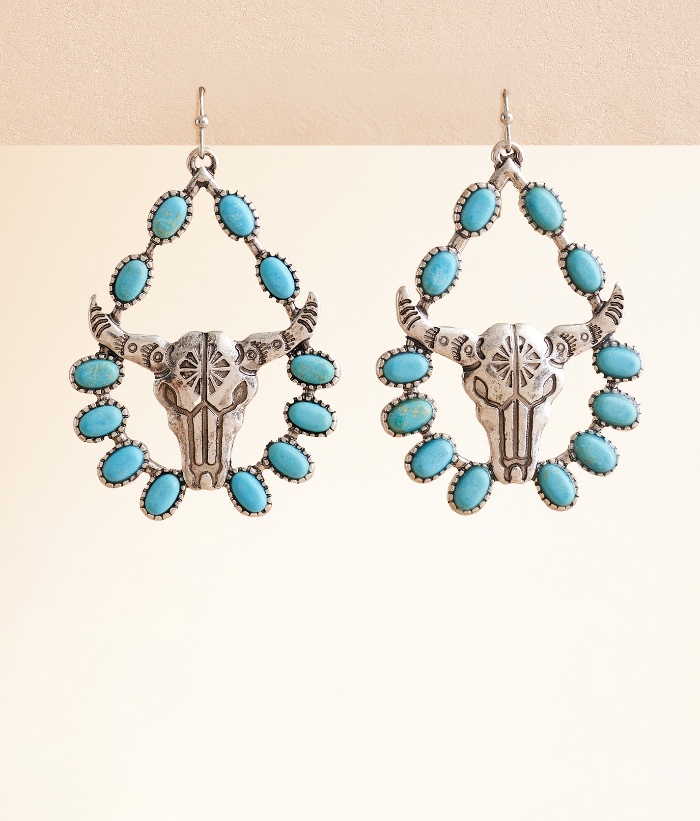 boutique by BKE Turquoise Steer Drop Earring - Women's Jewelry in Silver Turquoise
