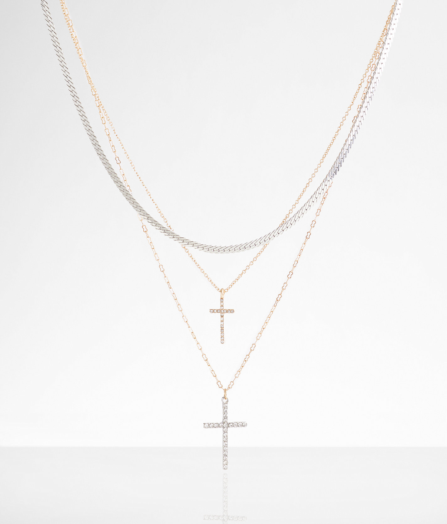 boutique by BKE Tiered Double Cross Necklace - Women's Jewelry in Mixed Metal