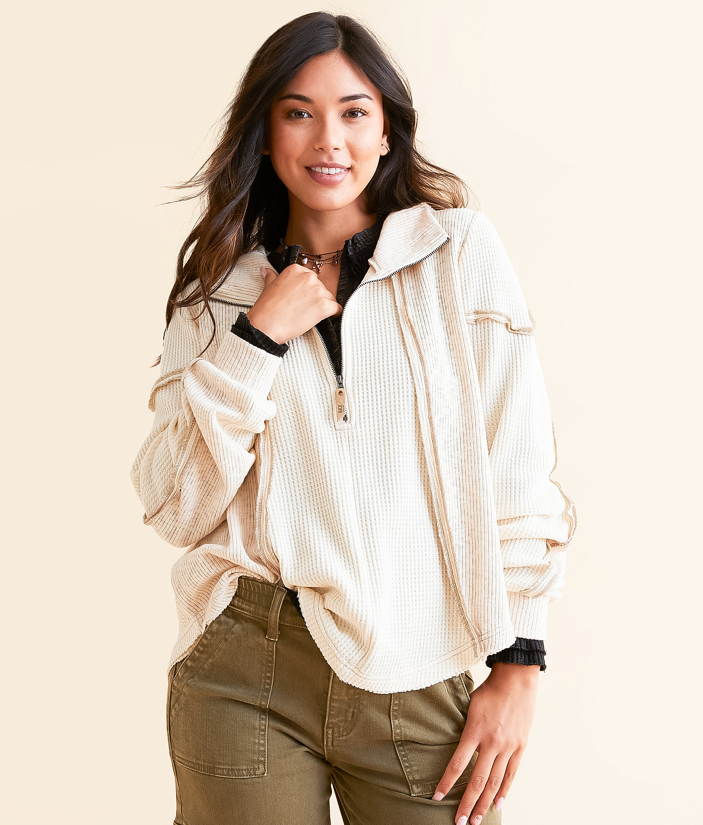 BKE Quarter Zip Hoodie - Women's Sweatshirts in Cream
