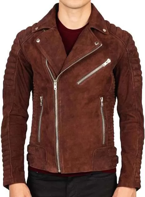 USTRADEENT 100% Lambskin Leather Vintage Biker Jacket for Men
