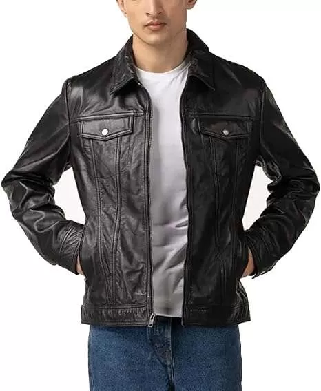Men's Modern Day Royal Leather Jacket Fully Zipper Closure - 100% Lambskin Leather Jacket for Men