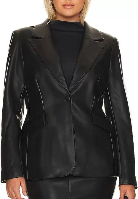 USTRADEENT Women's 100% Lambskin Casual Suit Style Leather Blazer Coat