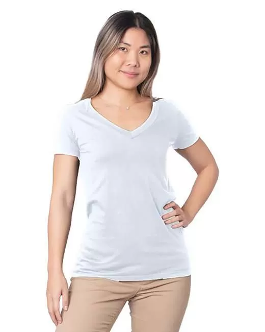 Bayside 5875 Ladies' Fine Jersey V-Neck T-Shirt